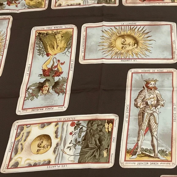 Vintage Carlisle Brown Tarot Card Silk Scarf, NWT - Picture 2 of 7